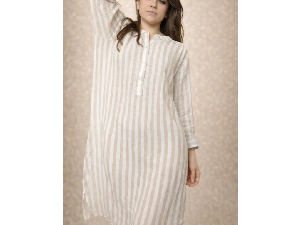 Linen kaftan v jemnom prúžku